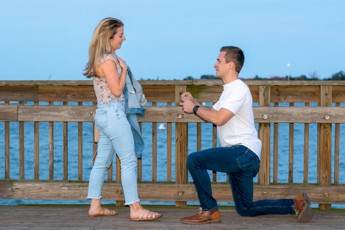 Man down on one knee during proposal